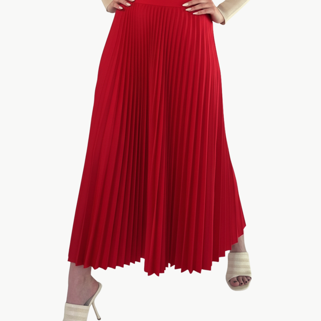 SATIN VALENTINES SKIRT IN RED - Romi Boutique
