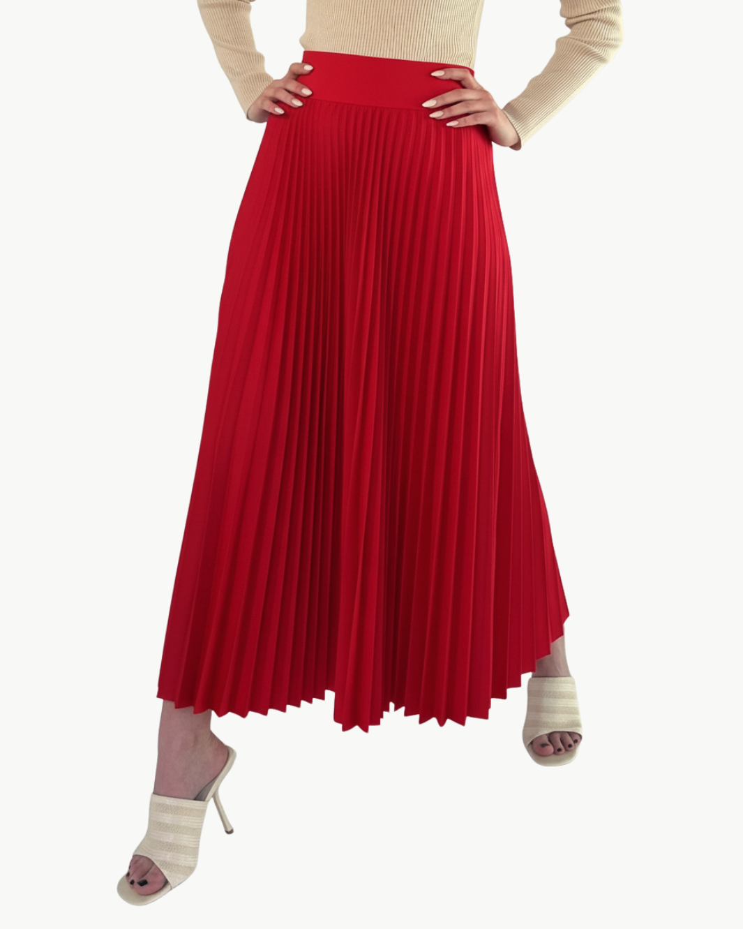 SATIN VALENTINES SKIRT IN RED - Romi Boutique