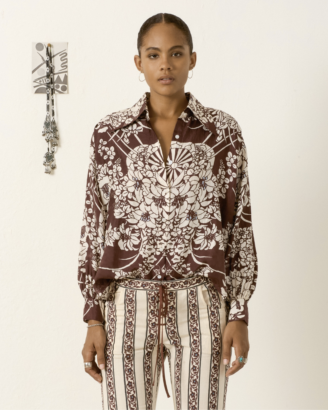 Alix of Bohemia EMERY AUBURN SPOKE SILK SHIRT at Romi Boutique