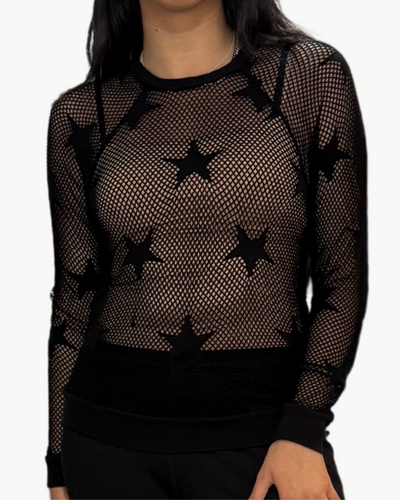 DAHL MESH RAGLAN PULLOVER IN BLACK