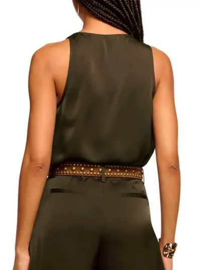 ZOE COWL NECK TANK TOP IN DEEP OLIVE