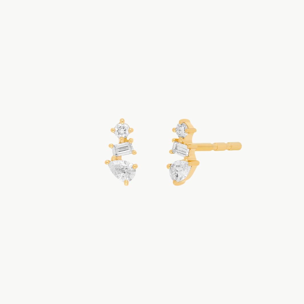 EF Collection Diamond Multifaceted Stud Earrings at Romi Boutique