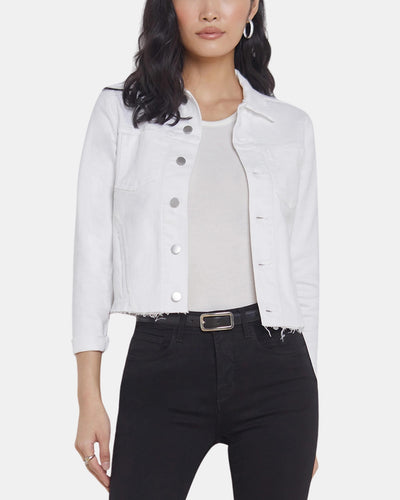 JANELLE SLIM RAW JACKET IN WHITE