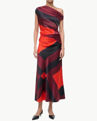 PHARE SILK DRESS IN RUBY PRISM