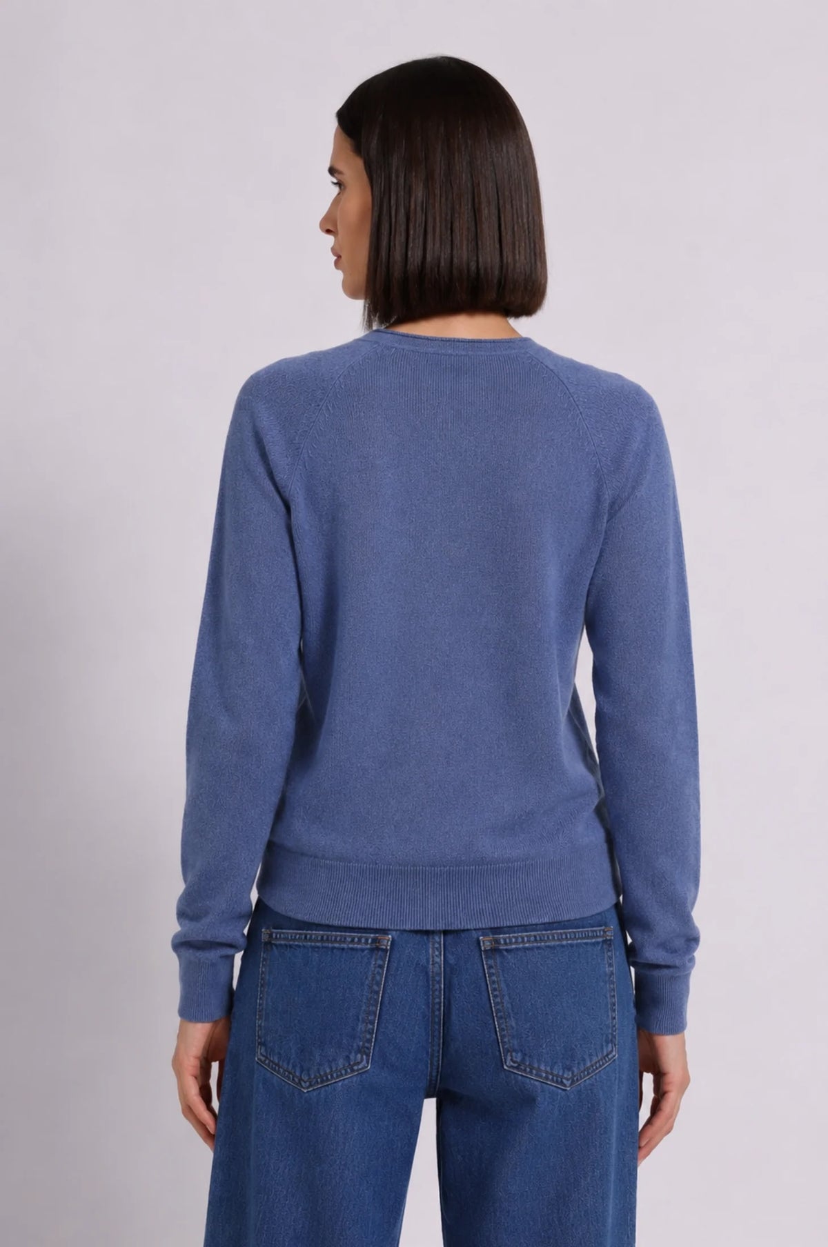 Minnie Rose Cashmere Long Sleeve Shrunken V Neck at Romi Boutique
