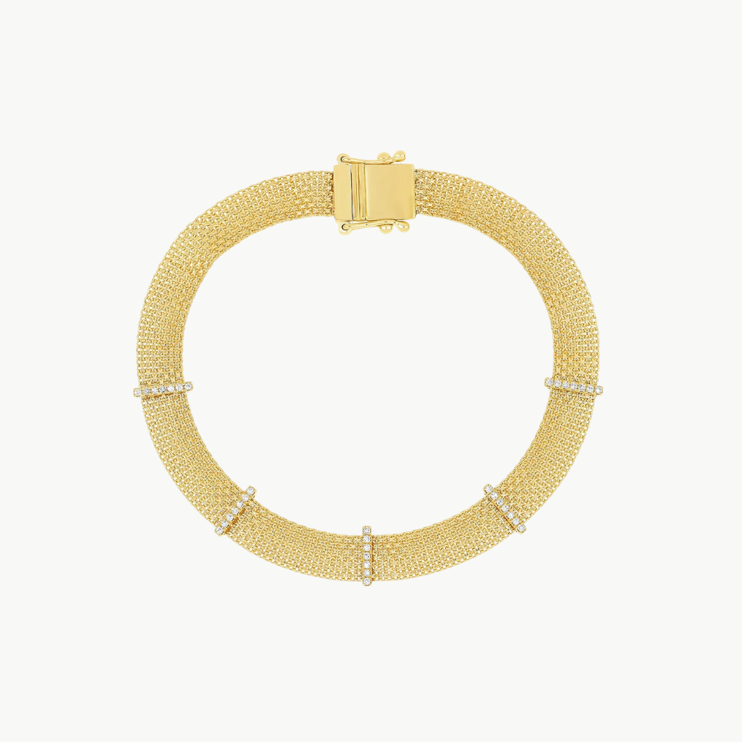 EF Collection Diamond Bar Mesh Bracelet at Romi Boutique