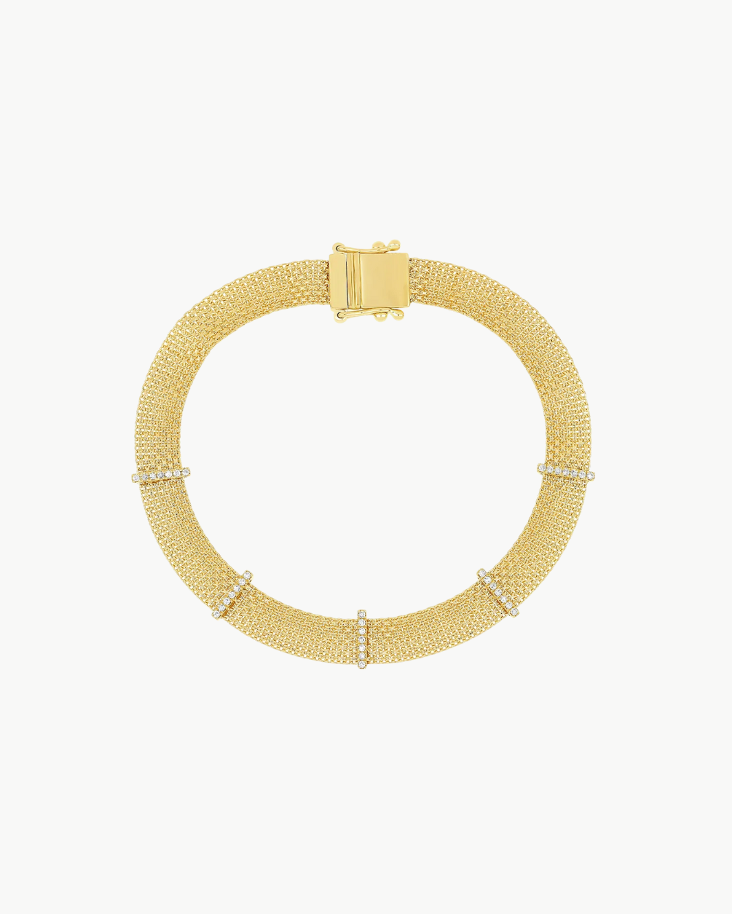 DIAMOND BAR MESH BRACELET IN 14K YELLOW GOLD