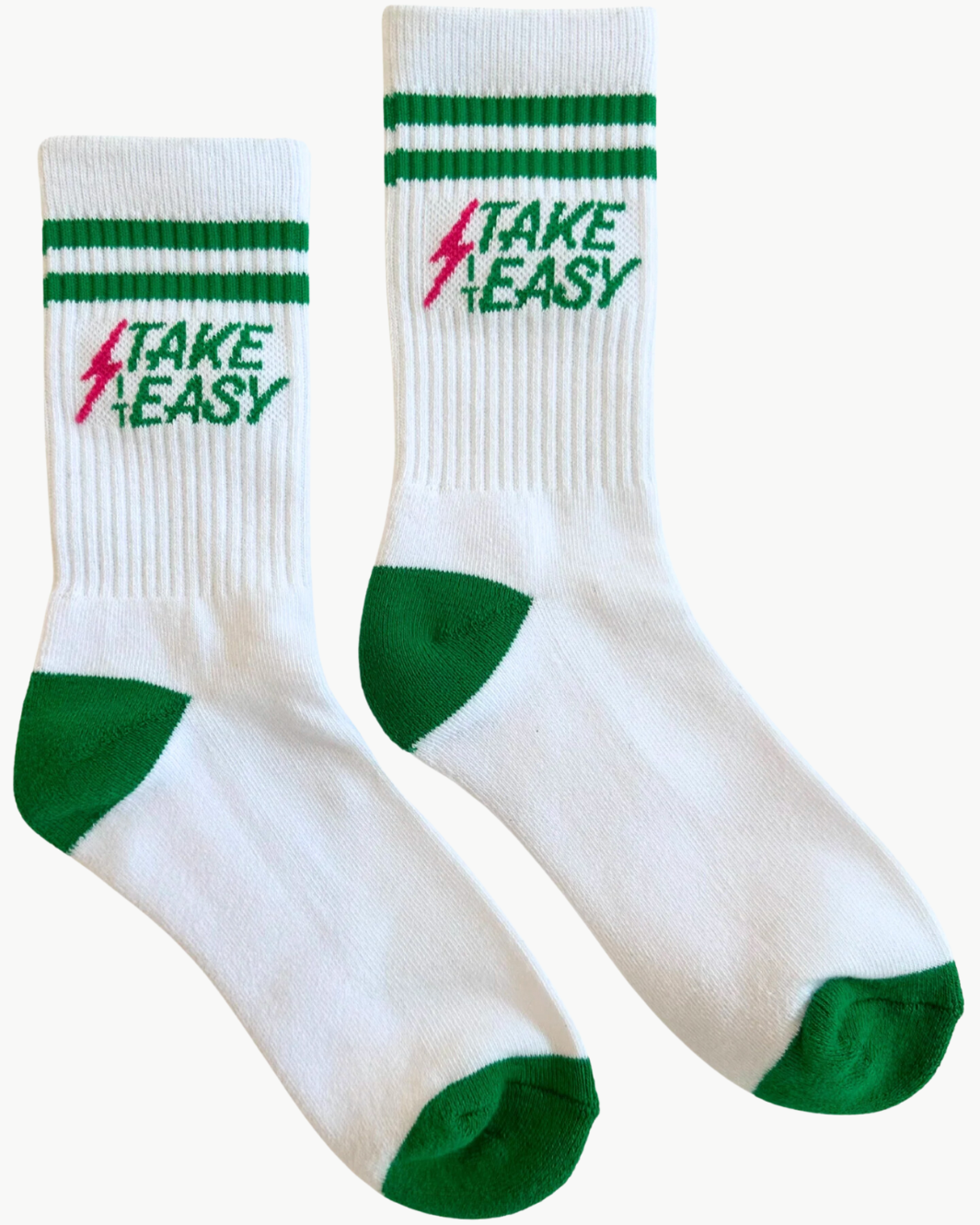 TAKE IT EASY CREW SOCKS IN WHITE