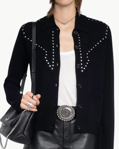 ADANY CARDIGAN STUDS IN BLACK