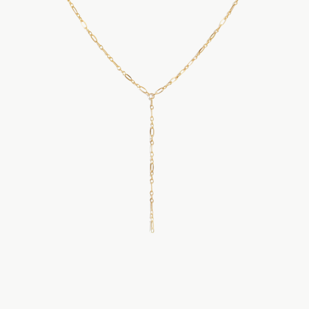 Romi KAMRYN LARIAT NECKLACE IN GOLD at Romi Boutique