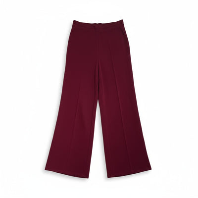 MERINO WIDE LEG JOGGERS IN BURGUNDY - Romi Boutique
