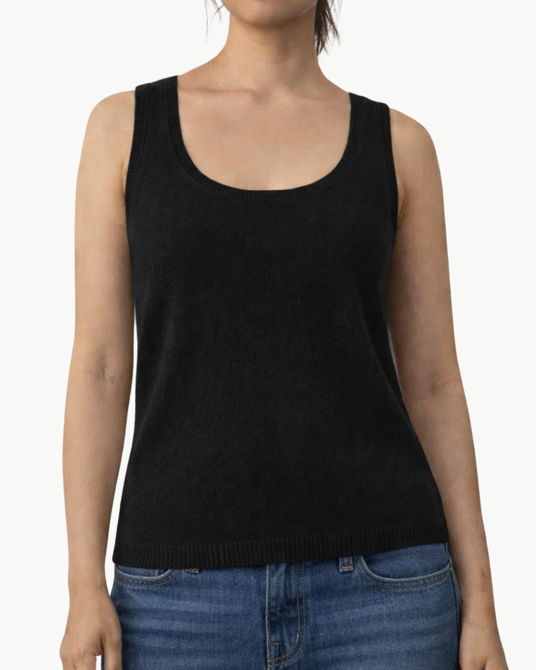 27 Miles VIOLETTE CASHMERE TANK IN BLACK at Romi Boutique
