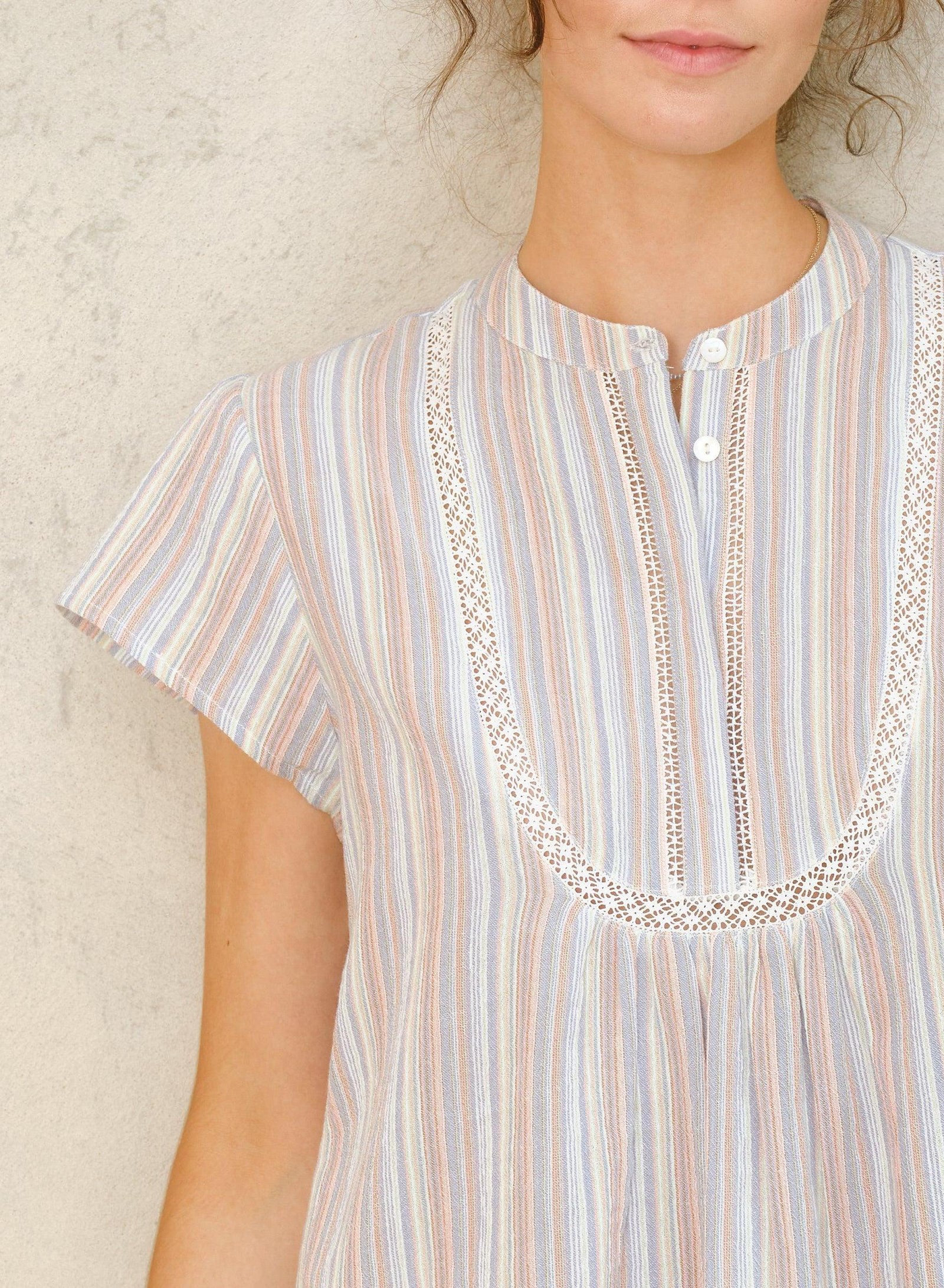 FREYA TOP IN MULTI STRIPE