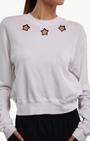 Michael Lauren EXON CREW NECK W/ EMBROIDERED STAR IN WHITE/BLACK at Romi Boutique