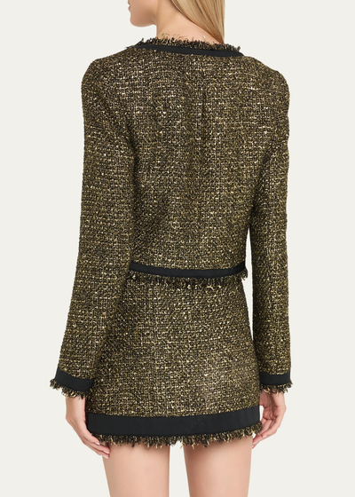 ANISA TWEED U-NECK JACKET IN TAPESTRY