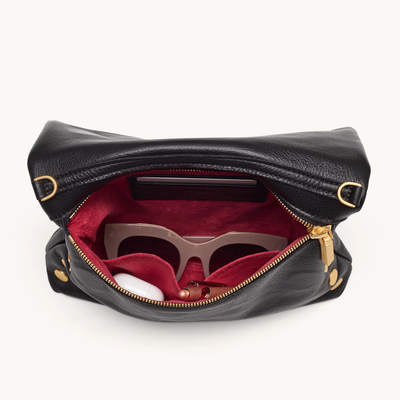 VIP MED IN BLACK/BRUSHED GOLD RED ZIP - Romi Boutique