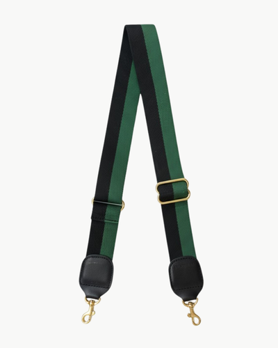 ADJUSTABLE CROSSBODY STRAP IN BLACK/EVERGREEN
