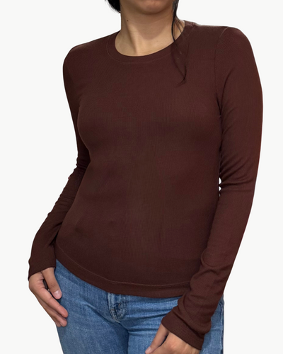 FINN CREWNECK TOP IN ESPRESSO