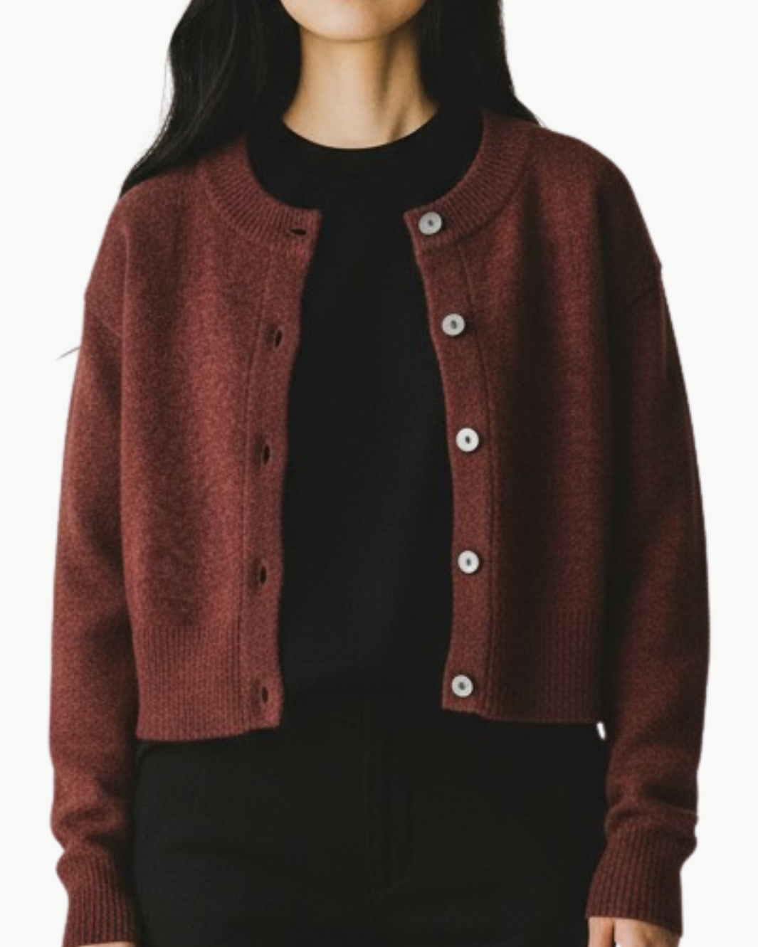 CROPPED CARDIGAN IN ROOT BEER