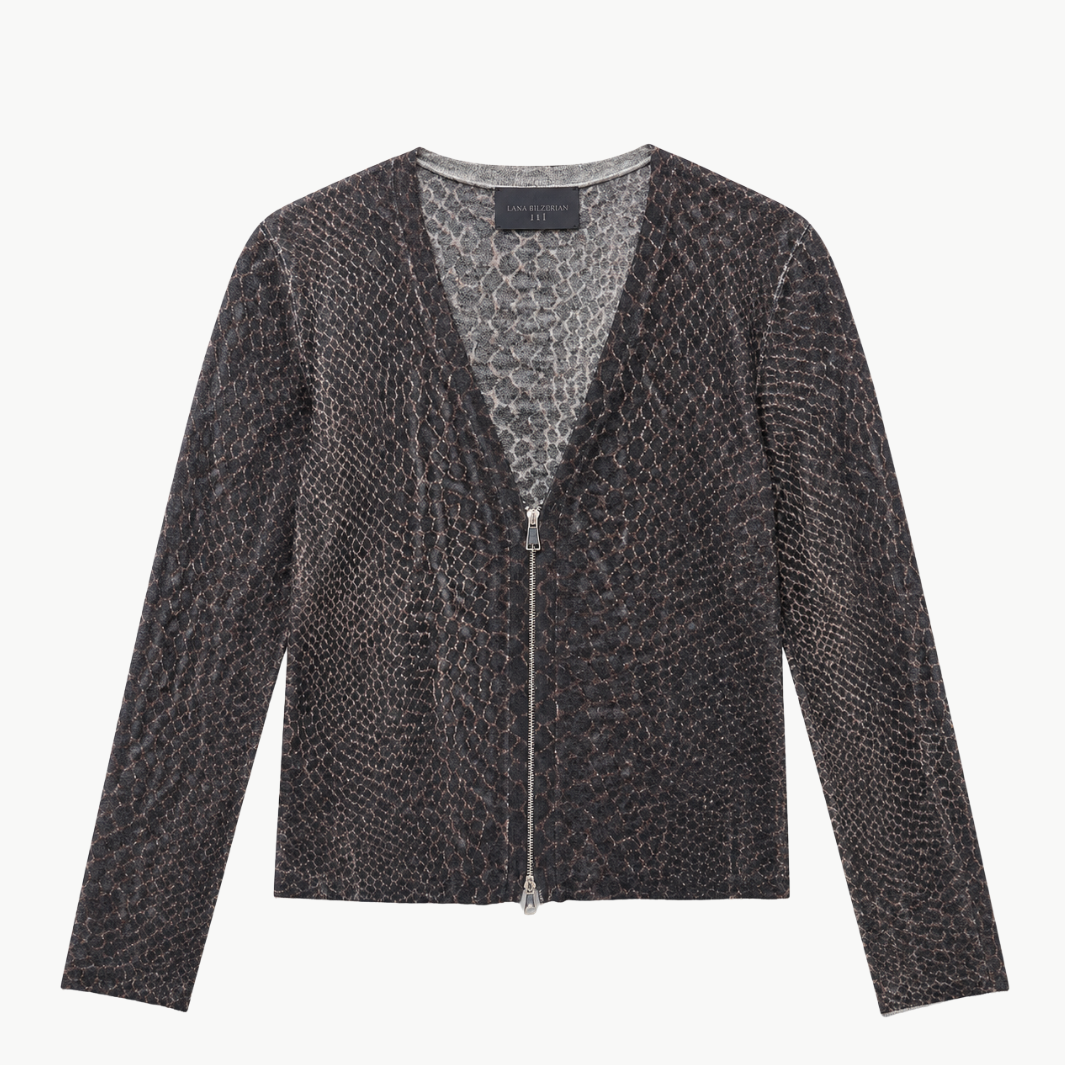Elani Cashmere Snake Print Cardigan