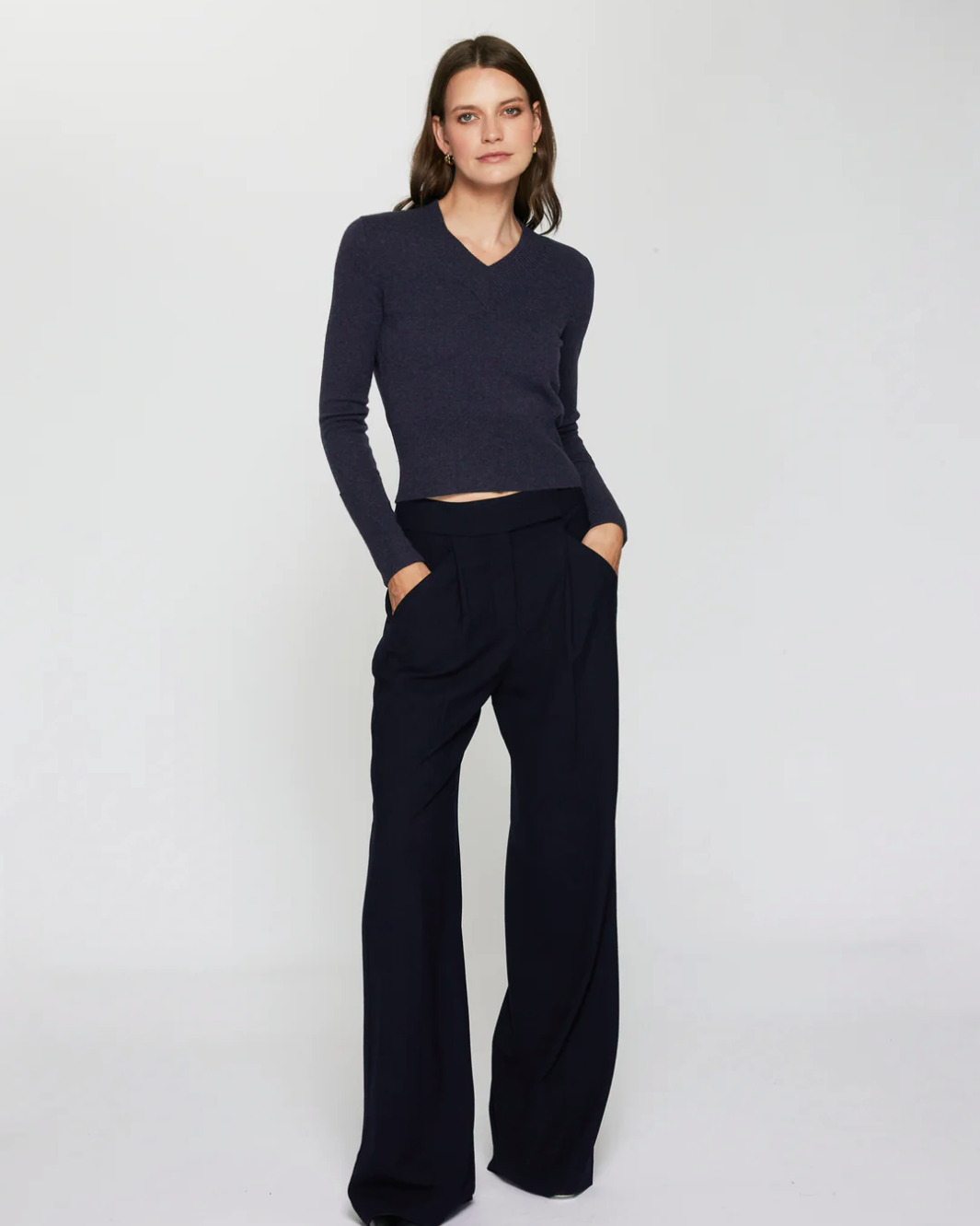 Autumn Cashmere V NECK WITH HIGH CUFFS at Romi Boutique