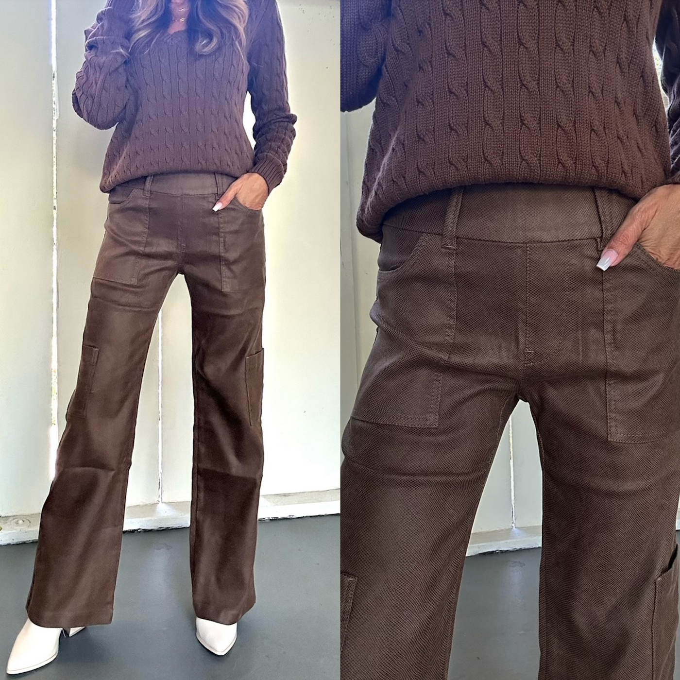 ROSE CARGO IN BROWN CROC SUEDE