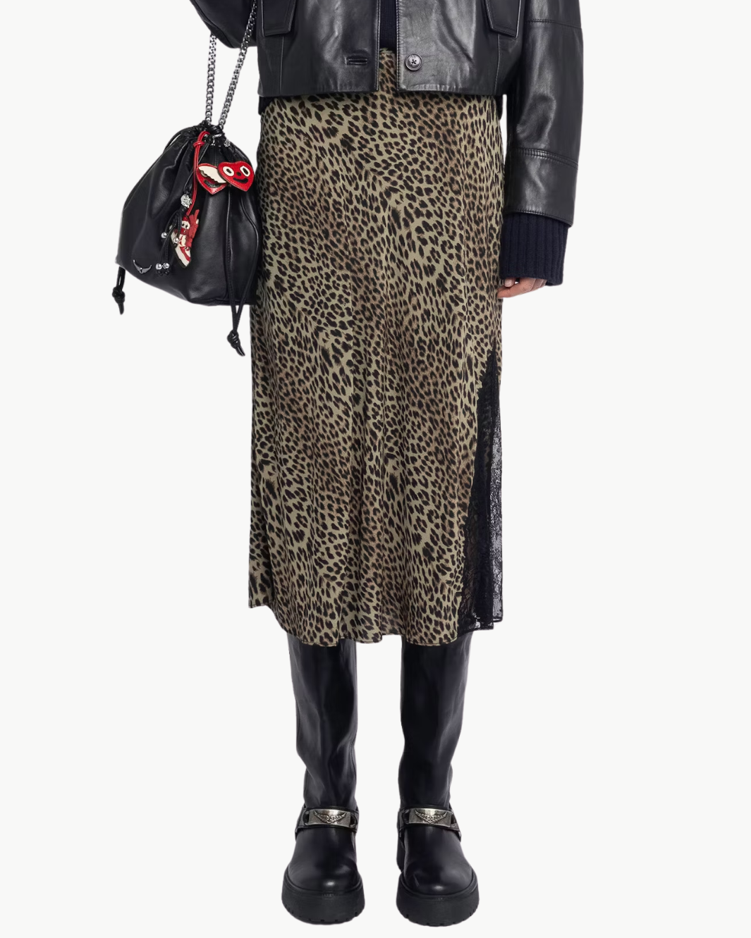 JAYLA MIDI LEOPARD PRINT SKIRT IN LEAVES
