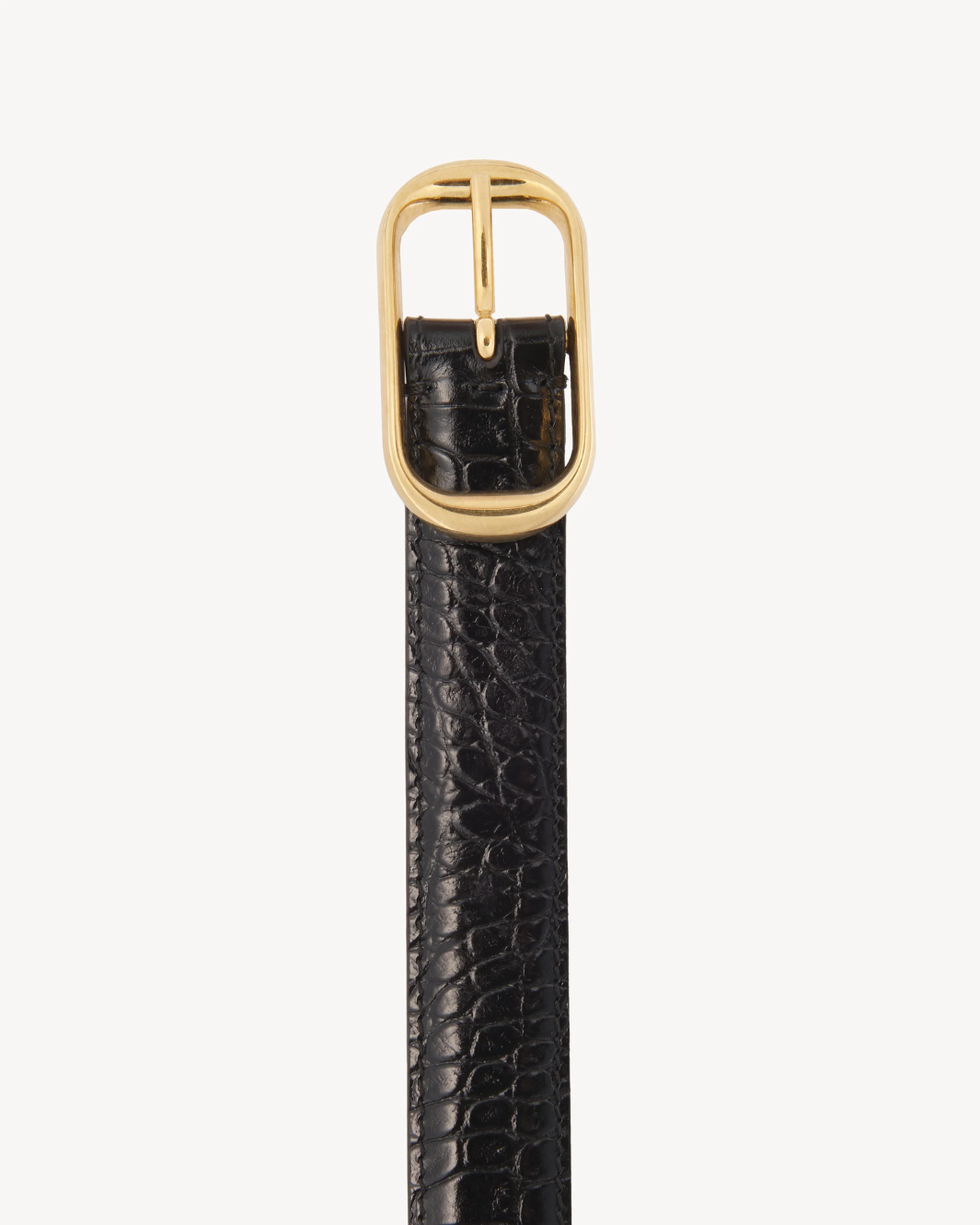 REINE EMBOSSED CROC BELT IN BLACK