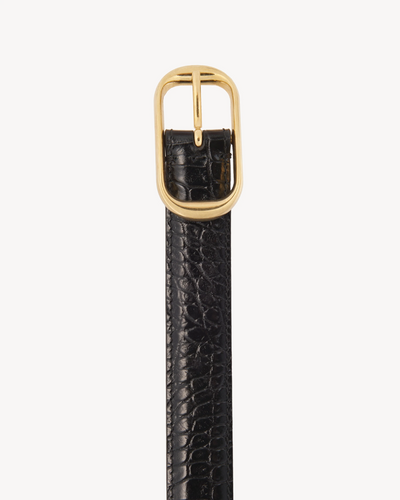 REINE EMBOSSED CROC BELT IN BLACK