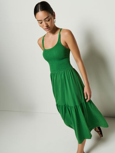 PENELOPE CROSS BACK MIDI IN GREEN LAWN