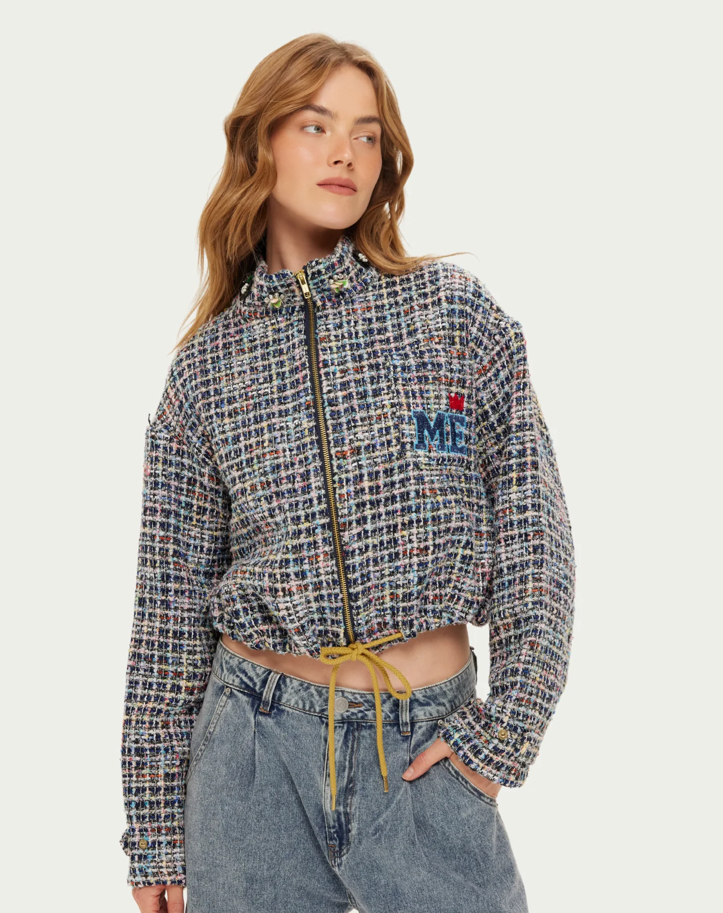 Me369 IVY CROPPED HIGH NECK ZIP at Romi Boutique