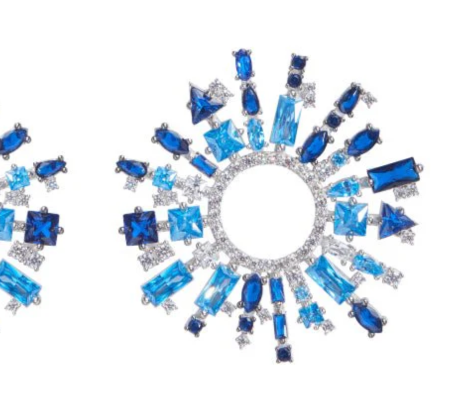 NICKHO REY White Rhodium & Blue Ombre Margaret Earrings at Romi Boutique