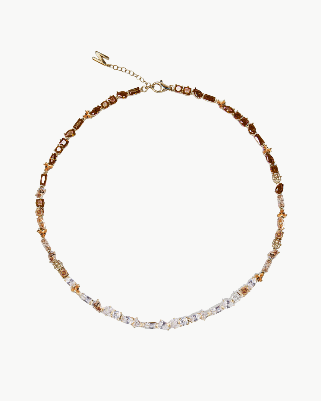 JULIE NECKLACE OMBRE CRYSTALS IN GOLD/ESPRESSO