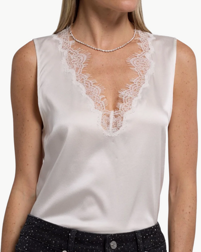 MARIE LACE COMBO TANK IN WHITE