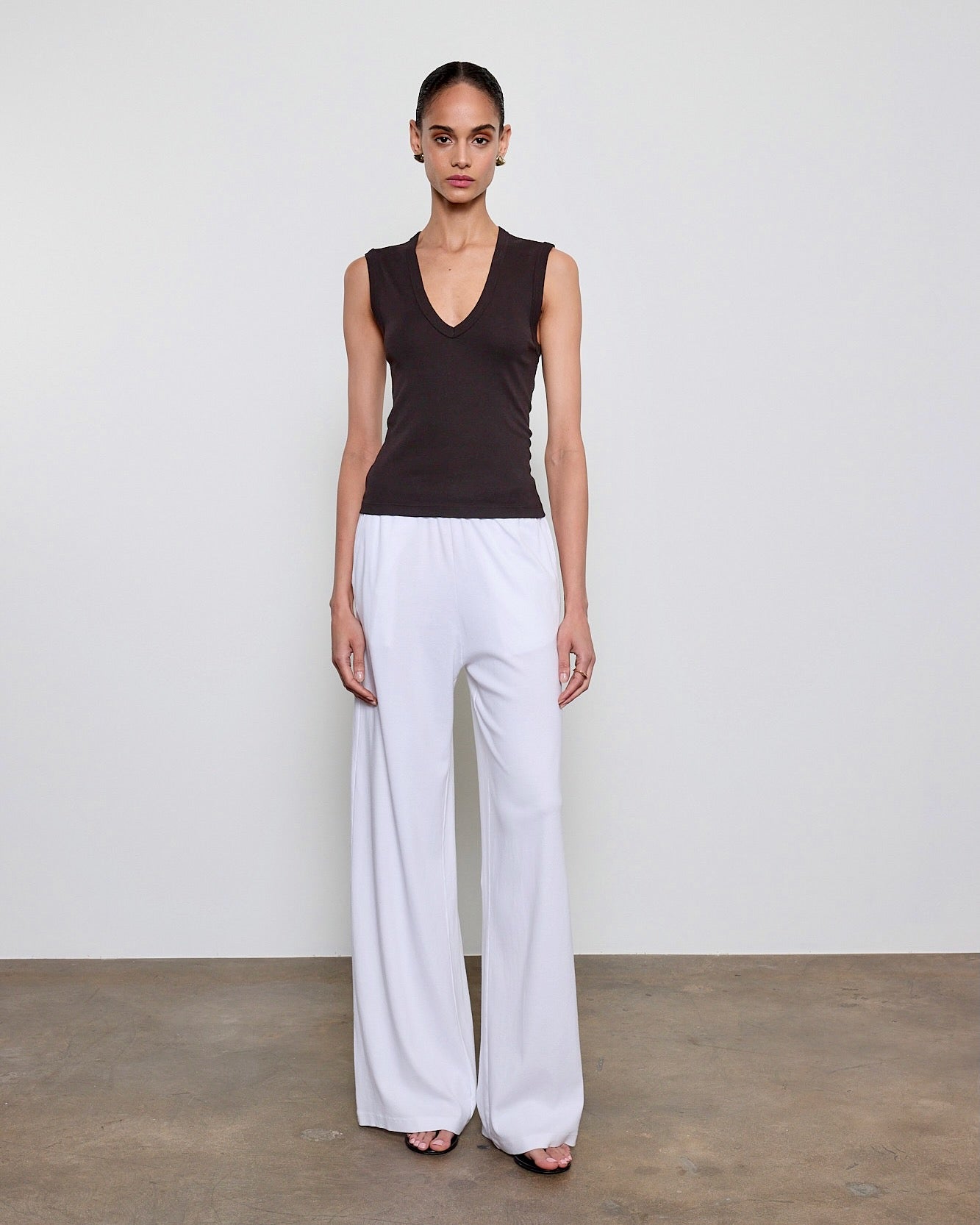 Enza Costa SUPIMA COTTON SLEEVELESS V at Romi Boutique