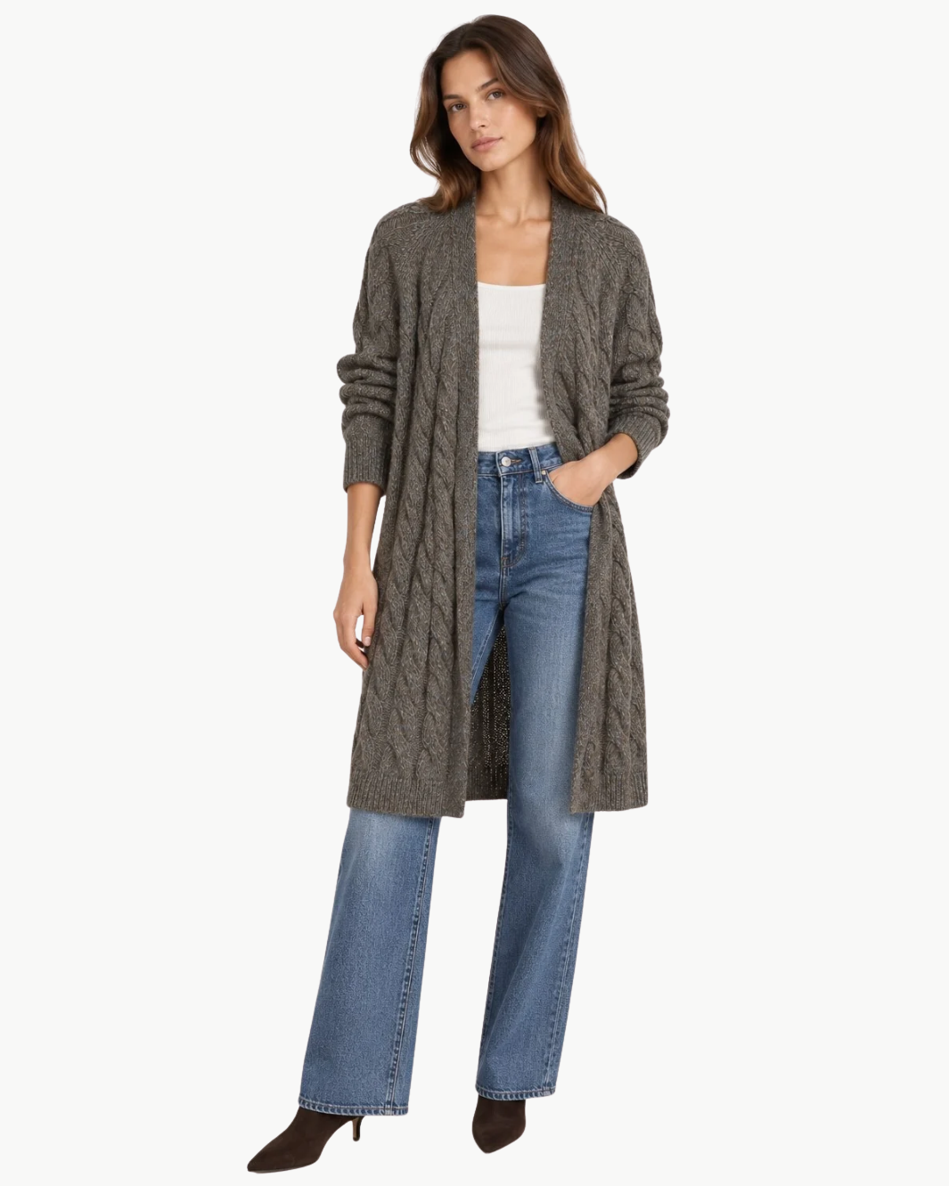 W.Cashmere Anne Cable Knit Cardigan at Romi Boutique