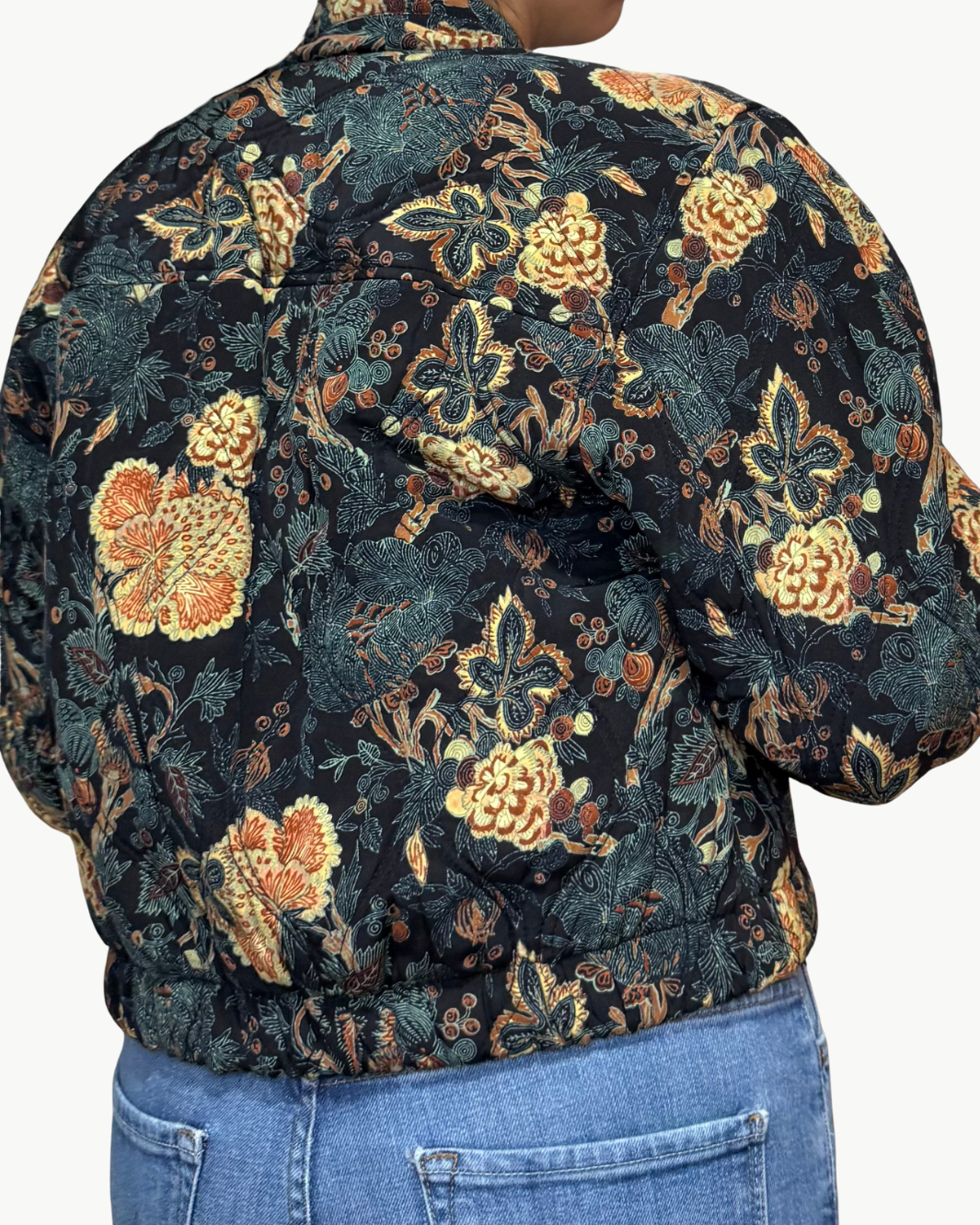 LAVINIA SILK QUILTED BOMBER JACKET IN NUIT