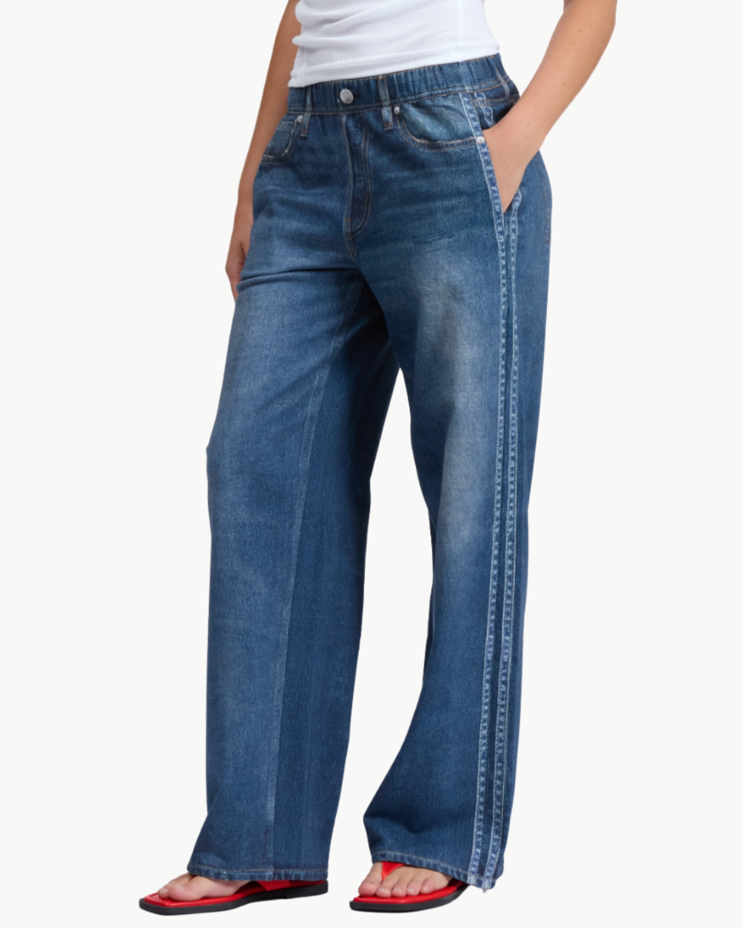 MIRAMAR SPORT STRIPE TRACK PANTS IN CARNATION STRIPE