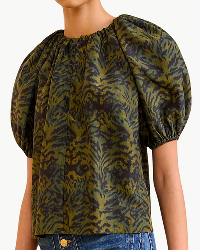 TALIE SILK SHORT SLEEVE BLOUSE IN DESERT JASPER