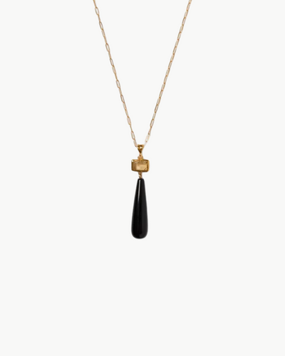MESSINA NECKLACE IN BLACK AGATE - Romi Boutique