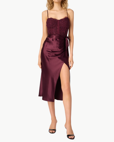 TRICIA CORSET DRESS IN BLACKBERRY