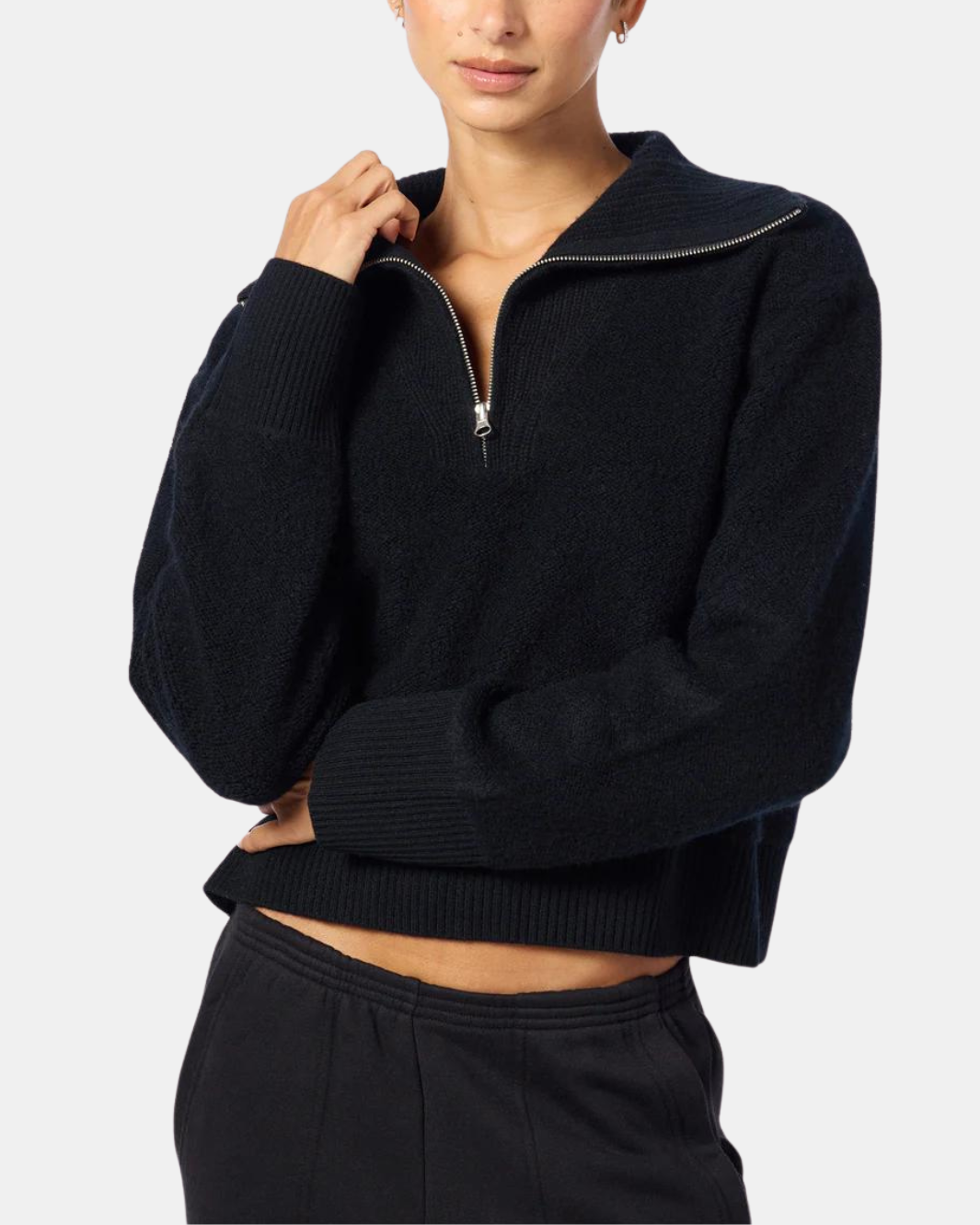 TINSLEY HALF ZIP PULLOVER IN BLACK by Sablyn - Romi Boutique
