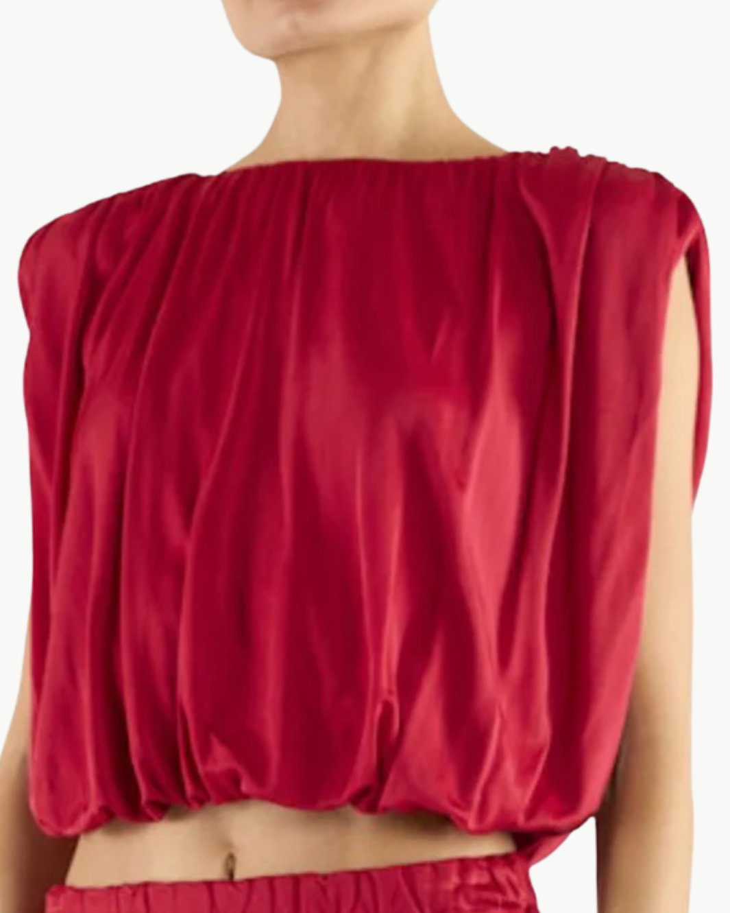 BRIAN JERSEY RUCHED TOP IN SCARLET RED - Romi Boutique