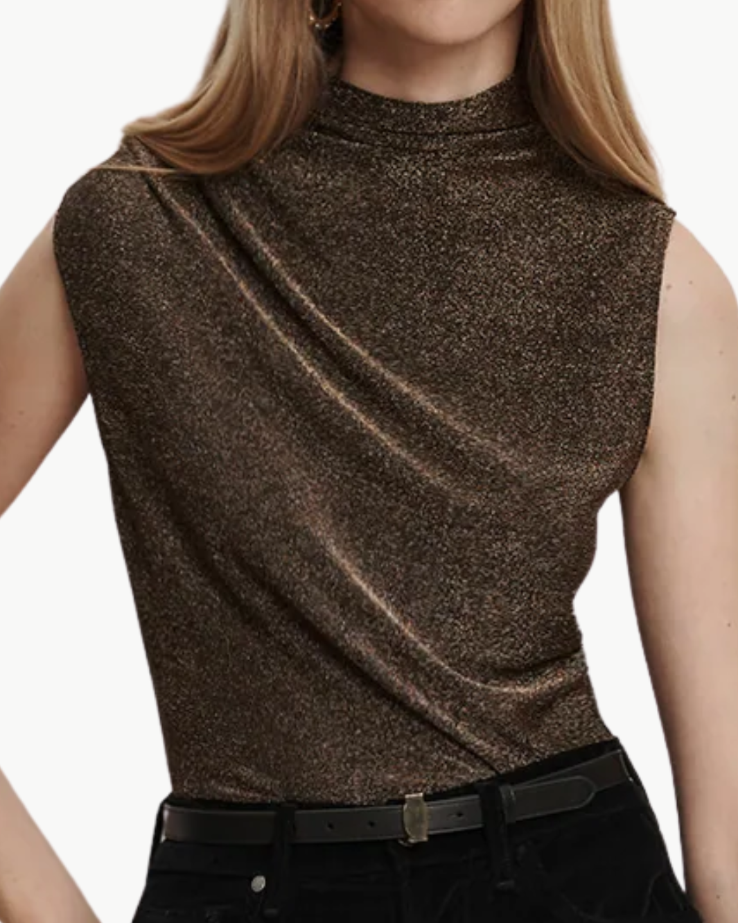 MYLIE SLEEVELESS TOP IN GOLD - Romi Boutique