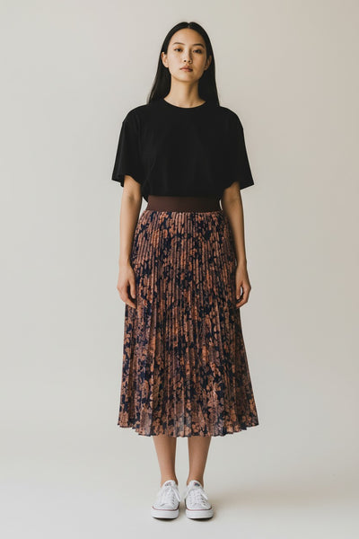 CHIFFON SKIRT IN COPPER FLORAL PRINT