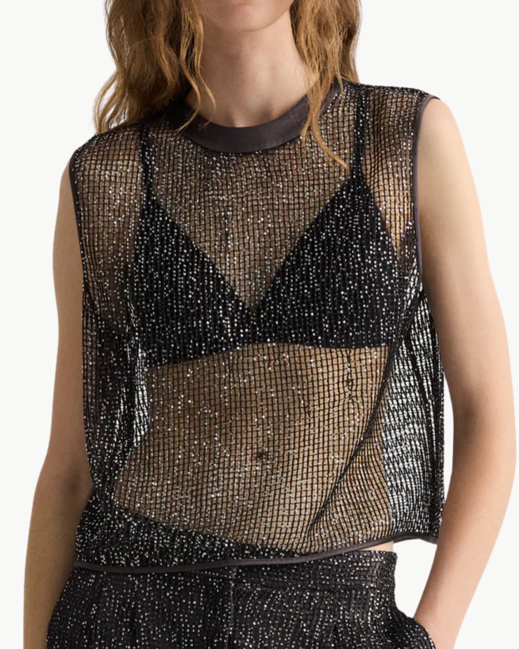 SHORT MUSCLE TANK IN DARK CHOCOLATE/SILVER - Romi Boutique