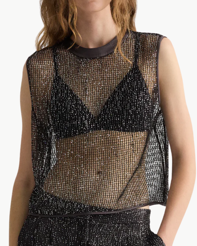 SHORT MUSCLE TANK IN DARK CHOCOLATE/SILVER - Romi Boutique