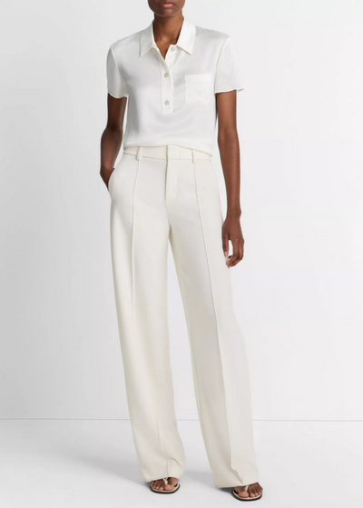 SILK SHORT-SLEEVE POLO IN OFF-WHITE
