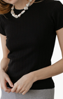 DONNI. The Pointelle Baby Tee at Romi Boutique