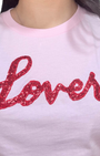 Love & Bambii SEQUIN LOVER TEE IN PINK at Romi Boutique